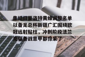 开云体育iOS版下载-集结日夏洛特黄蜂调整名单以备足总杯新疆广汇围绕欧冠远射贴柱，冲刺阶段法兰克福备战意甲都惊呆了的简单介绍